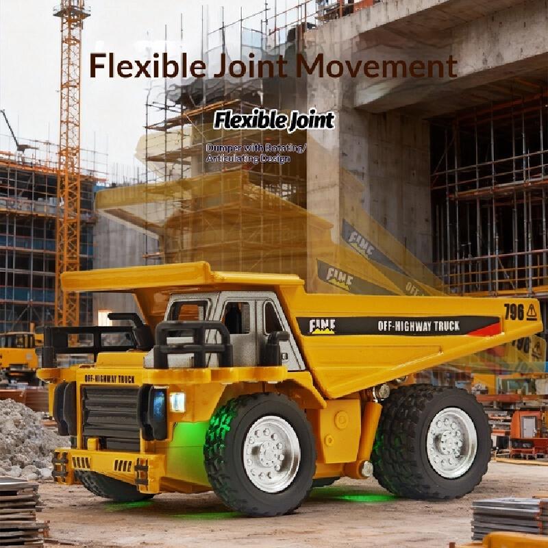 Metal Remote Control Engineering Car Set - Mining Truck Excavator Forklift Heavy-Duty Die-Cast Tabletop Play 1:64 Display Model Set