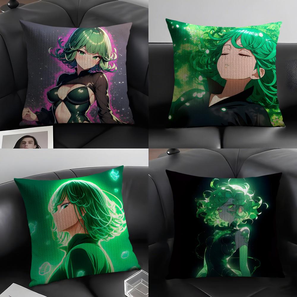 O-One Punchh Man Tatsumakii Cushion Cover Natural Linen Organic Fabric Double-Sided Printing Sofa Home Decor Gift Pillow Case