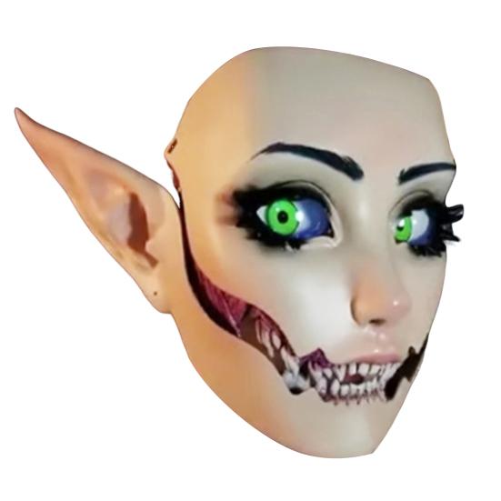 Yousheng Sheep Horn Demon Halloween Face Guard Terrifying Human Face Guard Scary Prop Parties Haunted House Scares Animal Face Guard