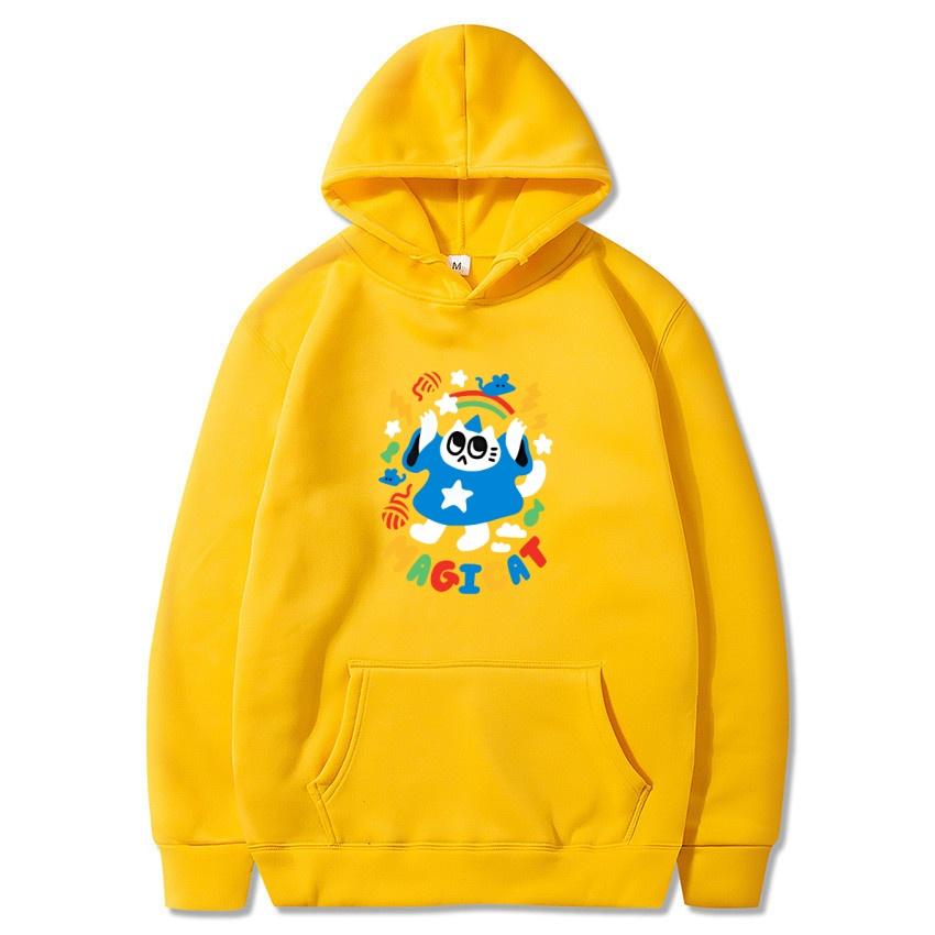 2025 Herbst/Winter Einfarbig Anime Katze Klassischer Hoodie Herren Täglich Lässig Harajuku Hoodie Y2K Streetwear Warmer Hoodie