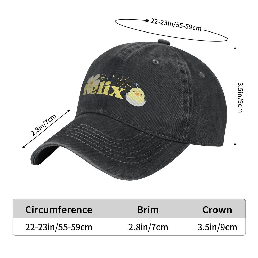 Kid Sun Baseball Cap Stylish Women Unisex Felix Bangchan Washed Hip Hop Hats Adjustable Print Kpop Logo Strays Rock Baseball Caps