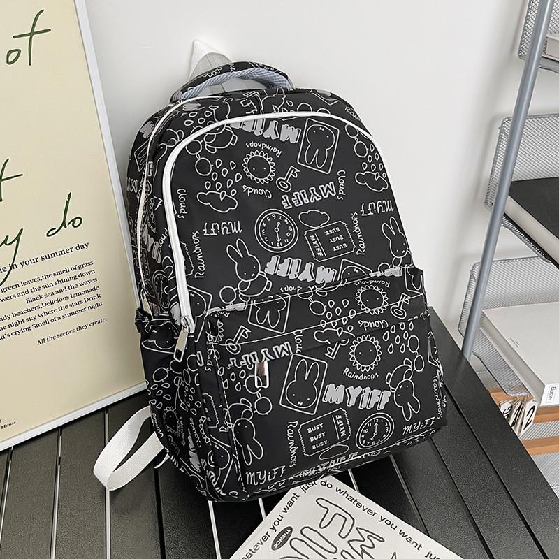 Fashion Rabbit Pattern Girls School Bag Breathable Nylon Backpack For Daily Use