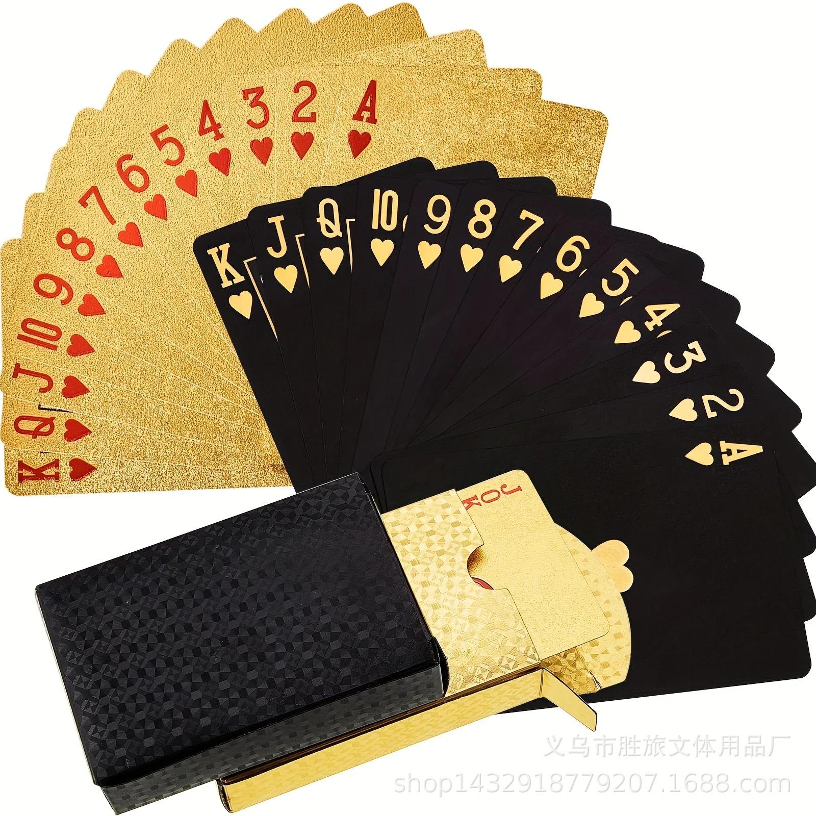 Gold PVC Plastic Waterproof Playing Cards for Poker and Tabletop Games Gold Checkered Back