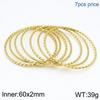 18K Gold-Plated Titanium Steel Stacking Ring and 3mm Round Bangle Bracelet Set for Women