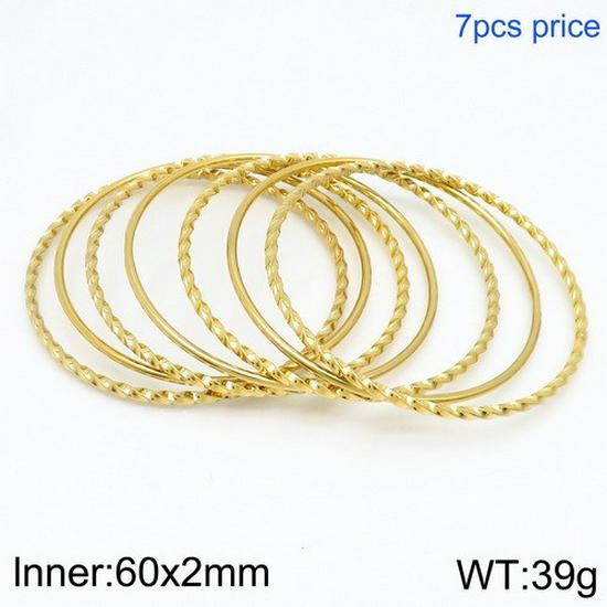 18K Gold-Plated Titanium Steel Stacking Ring and 3mm Round Bangle Bracelet Set for Women