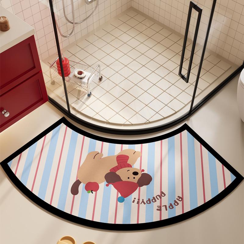 Diatom Mud Floor Mat Household Water Absorption Quick-drying Foot Mat Cartoon Puppy Bathroom Floor Mat Curved Bathroom Anti-slip Mat