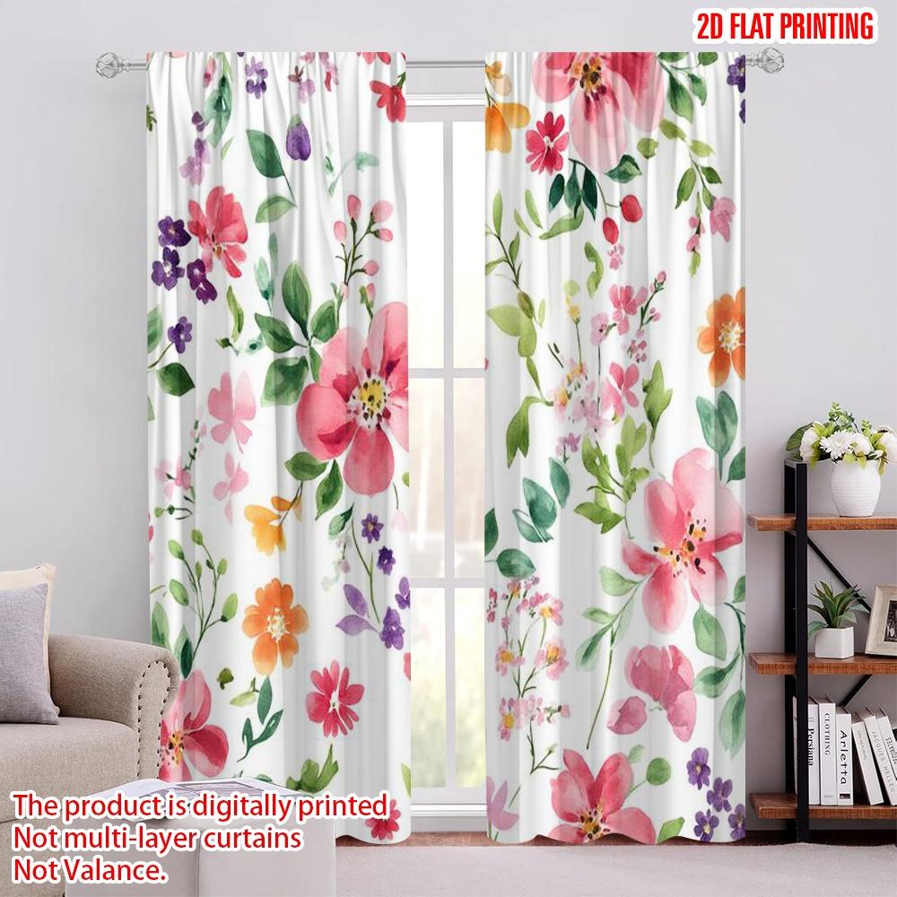 

2pcs,2D plane printing Light Filtering Curtains Floral Symphony(1) 100% Polyester (without rod) All Seasons Use for Bedroom, 52.50 × 116.00 cm 2 pcs