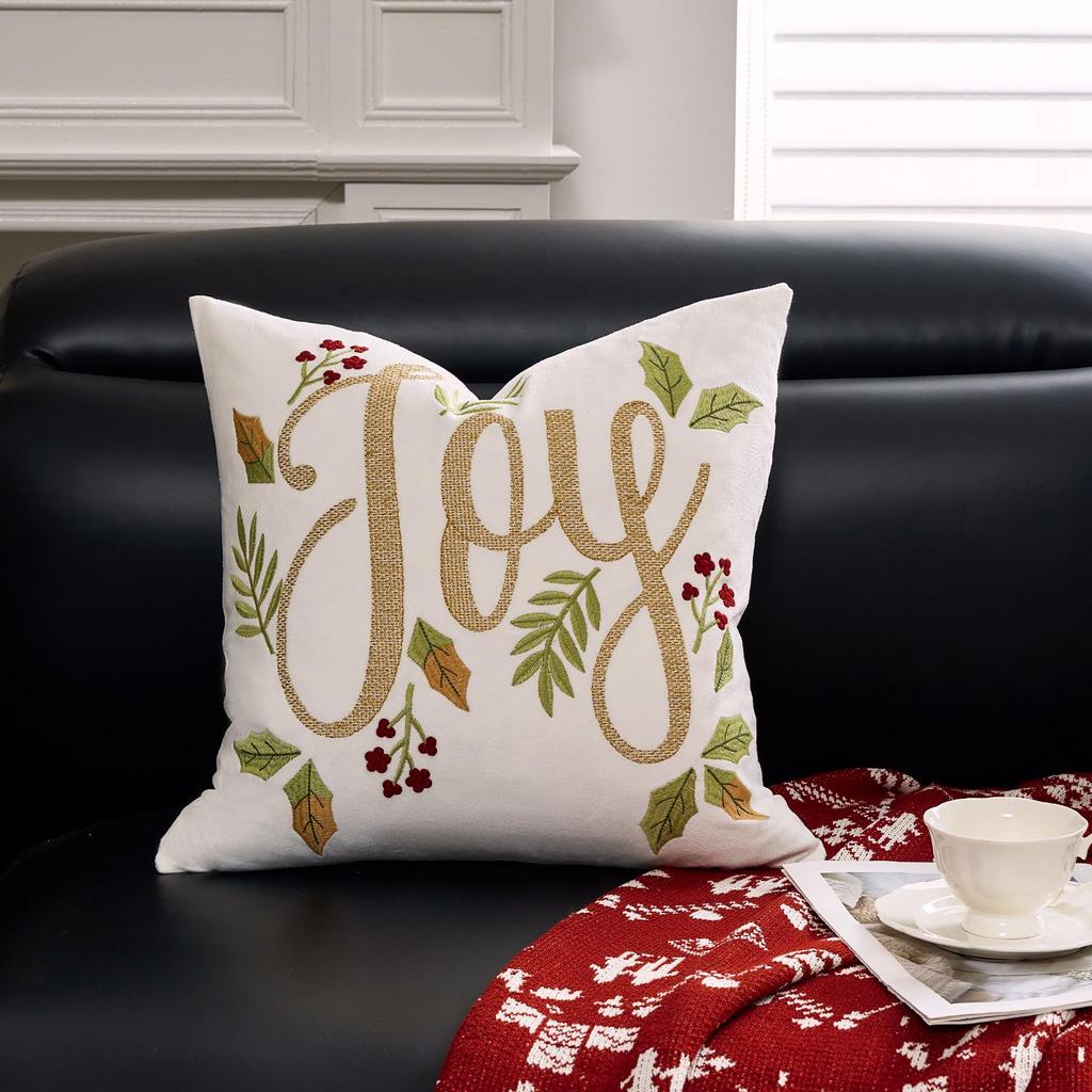 Reindeer Christmas Pillowcase, Winter Snowflake Embroidery Cushion Cover 45x45cm, Cross-border Bestseller