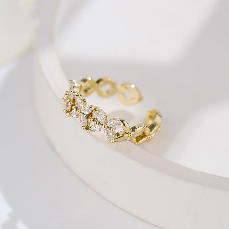 Korean Style Petal Butterfly Ring for Women - Retro  Elegant Open Index Finger Design Adjustable Open