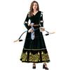 Halloween Costume Medieval Court Style, Retro Dark Green Dress Brave Legend Merida Cosplay
