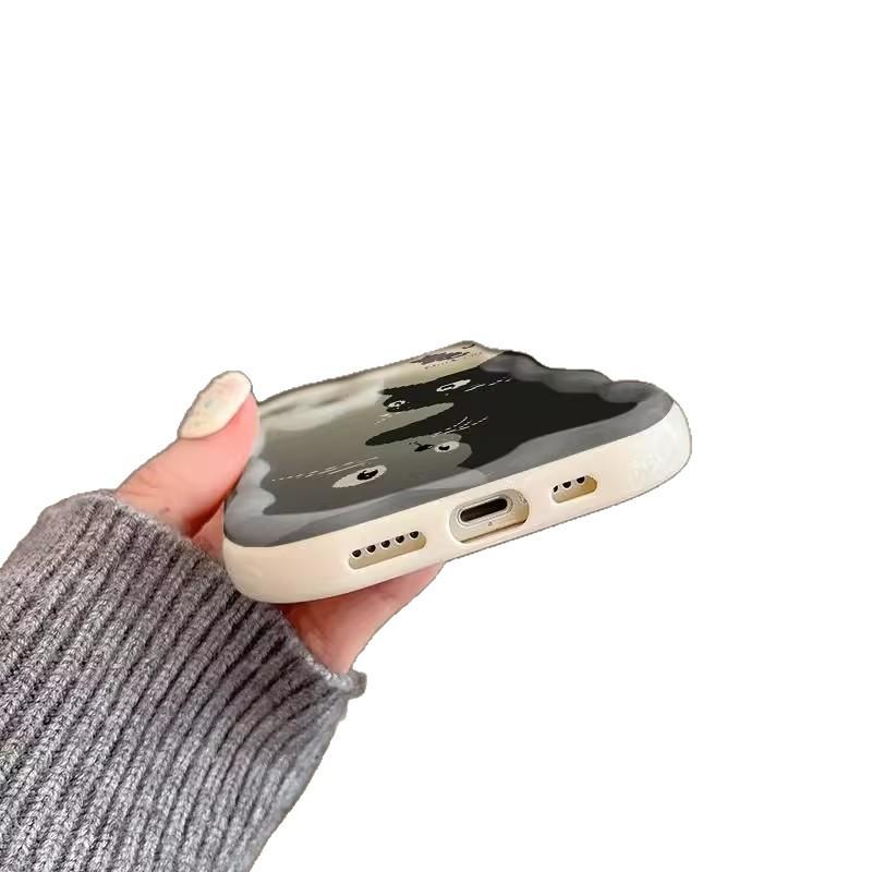 Cute Mobile Phone Case Black Cat for Cream for Apple16pro/ for IPhone15Promax Cat for Creative17