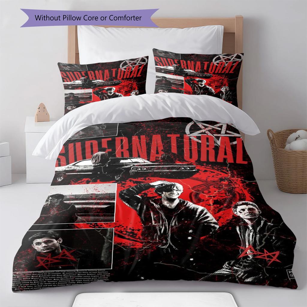 Supernatural Pattern Bedding Set Quilt Cover Pillowcase Home Decor Gift (1 * Duvet Cover + 2 * Pillowcase, Without Core)