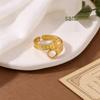 Zweifarbiger geometrischer offener Ring in Gold & Silber - Titanstahl Europäischer/Amerikanischer Stil