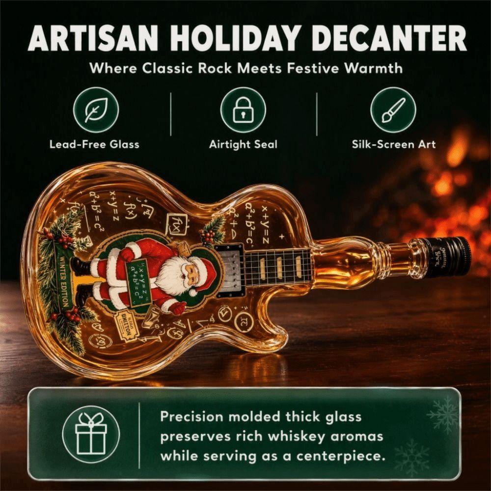 Santa Claus Christmas Guitar Shaped Decanter Snowman Xmas Tree Guitar Liquor Storage Bottle Ornaments Clear Glass Bottle