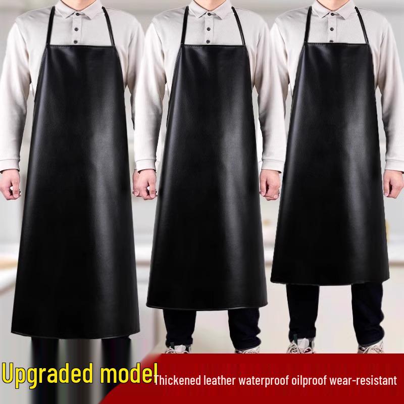 Unisex Extra Large Waterproof Leather Work Apron - Thick, Oilproof, Reversible & Wear-Resistant.