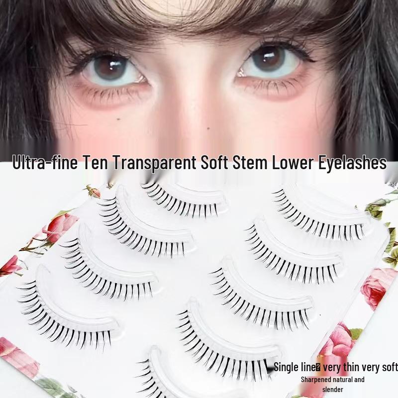 Five Pairs of Transparent Soft Stem Natural-Look Lower Eyelashes DFY-71.