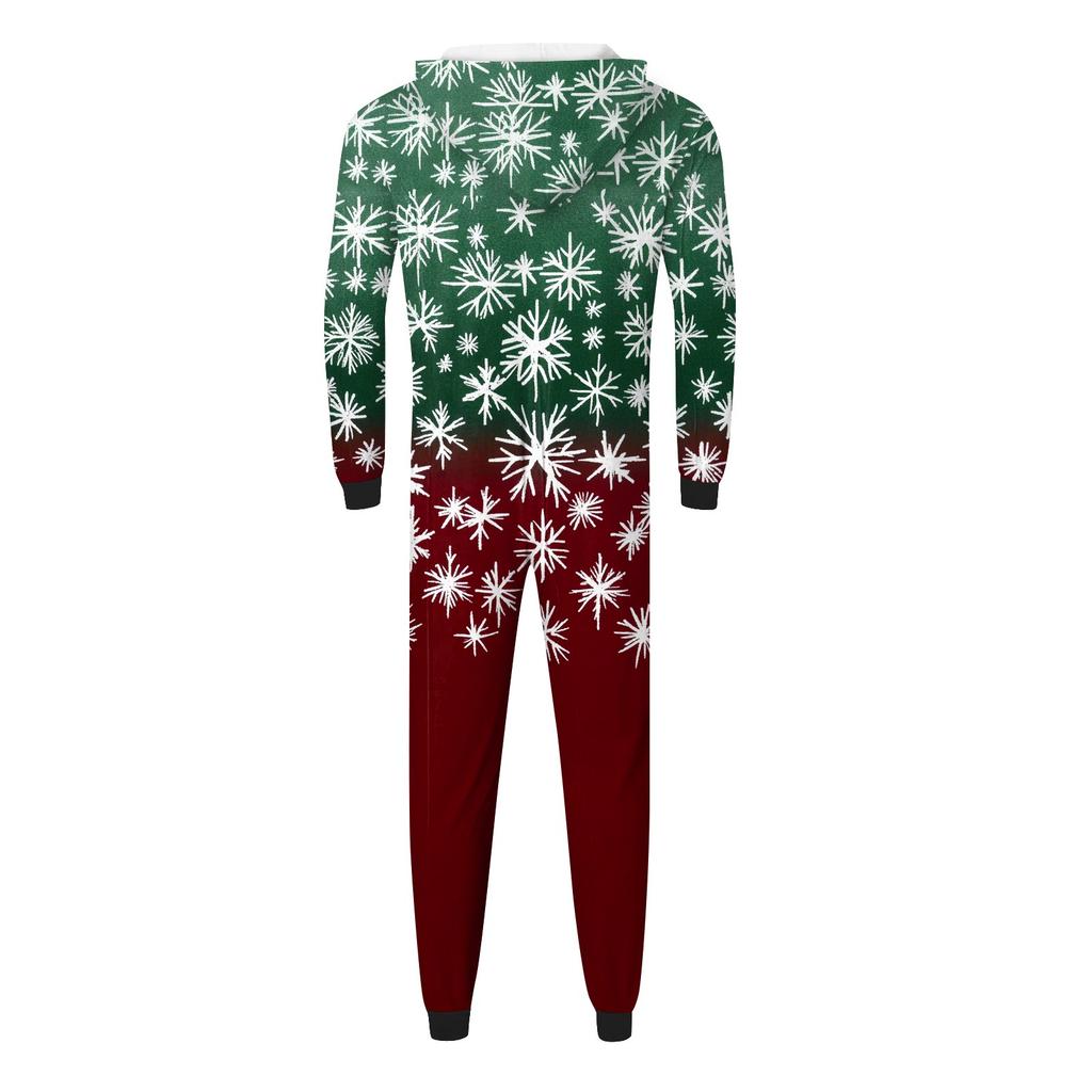 Fashion Print Parent-Child Outfit Hooded Zipper One-Piece Fashionable Home Suit Set