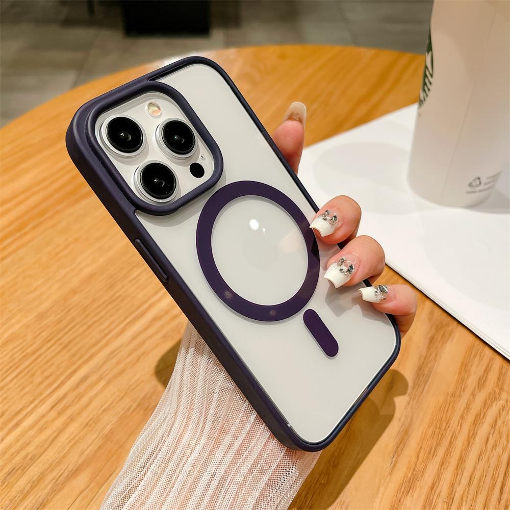 Luxury Transparent Magnetic Phone Case for iPhone 15 14 12 11 13 Pro Max Mini X XS XR 7 8 Plus for Magsafe Charge Acrylic Cover