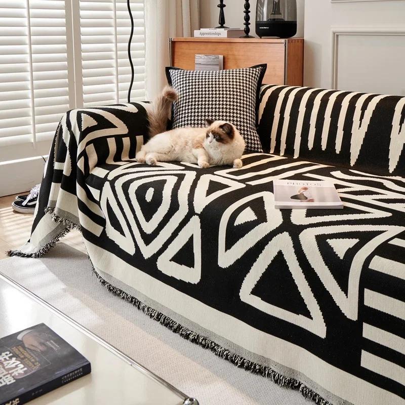 Geometric Pattern Schneier Four Season Universal Sofa Towel Bosimi Style Sofa Blanket Living Room Bedroom Dust Cover Blanket