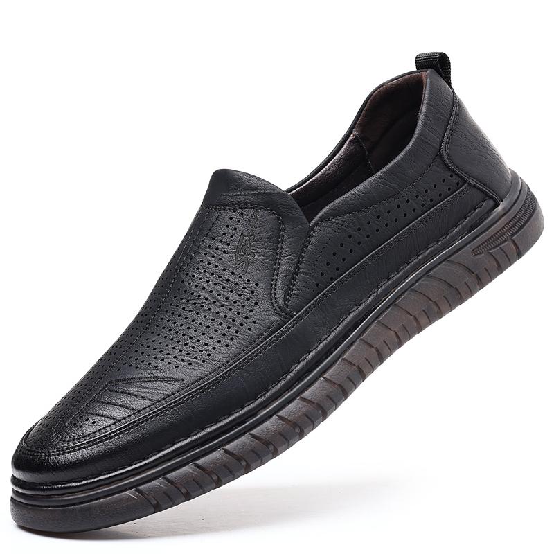 FashionAmerican Style Man Casual Shoes Comfortable Fashion Luxury loafers Men Leather Shoes Summer Breathable Hollow Out Men Shoes