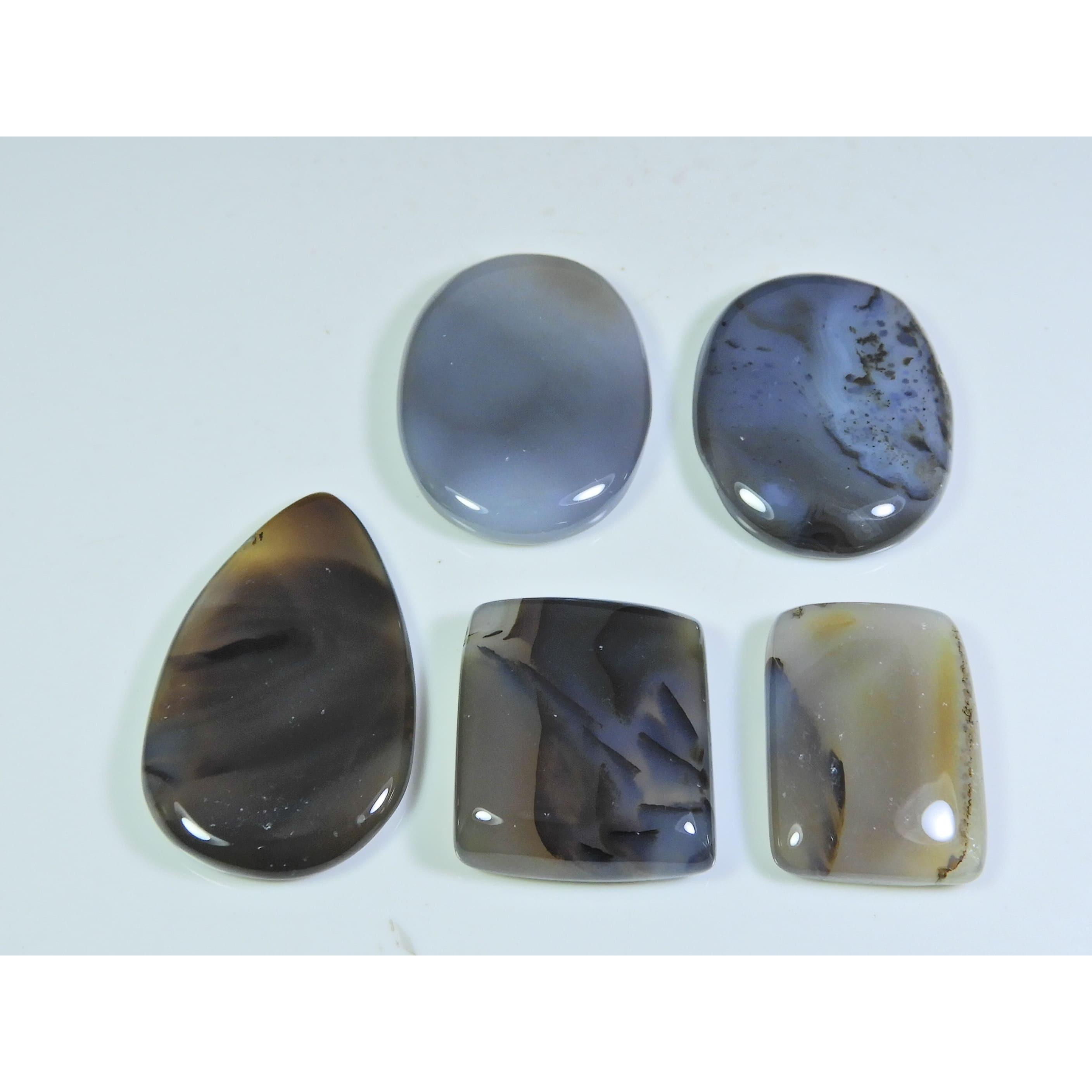 

269Cts. Natural Botswana Agate Mix Cabochon Loose Gemstone 5 Pcs Lot A-665
