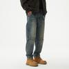 Men's Daddy Denim Tooling Multi-Pocket Trousers New Retro Old Wash Straight Harlan Jeans American
