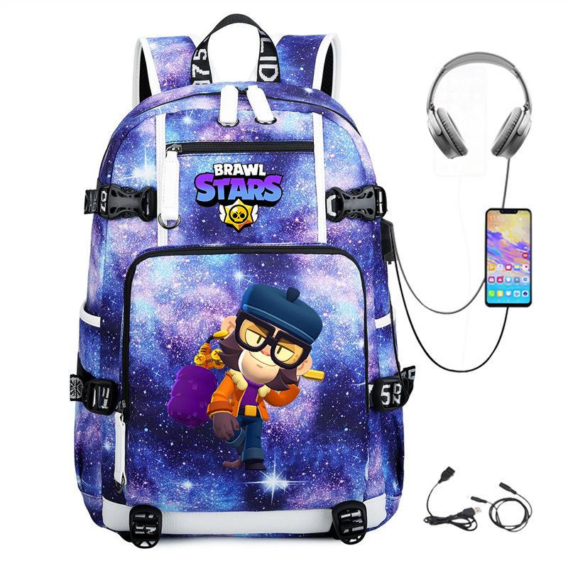 Brawl Stars Peripheral With Usb Backpack Student Outdoor Travel Large Capacity Mountaineering Bag