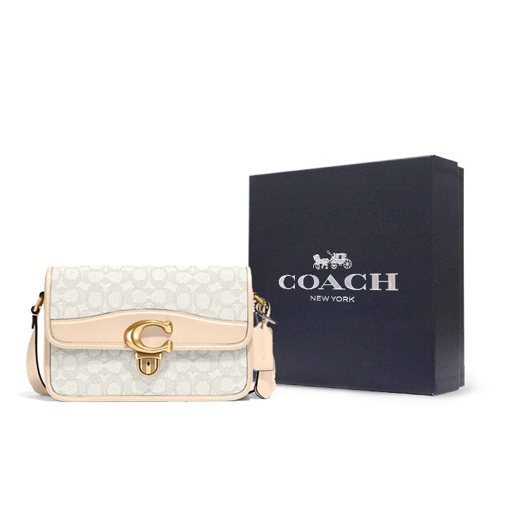 Coach Studio 25 Classic Logo Leather Crossbody Shoulder Bag Women bags Off-White Monogram C7933-B4UDK