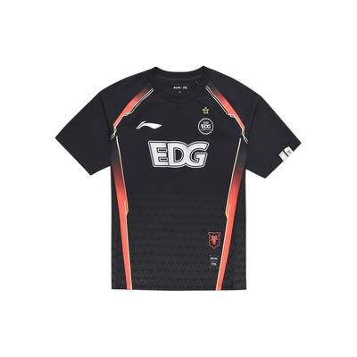 Li Ning Série Elektronických Sportů Tým EDG Klasické Pohodlné Tričko s Potiskem Písmen Slim Fit Krátký Rukáv Unisex Trička Černé ATSU671-1