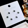 Kanamina Prachtige Vierklapper Diamant-Belegde Oorbellen, s925 Zilver, Veelzijdig Modeaccessoire (Set van Drie Paren)