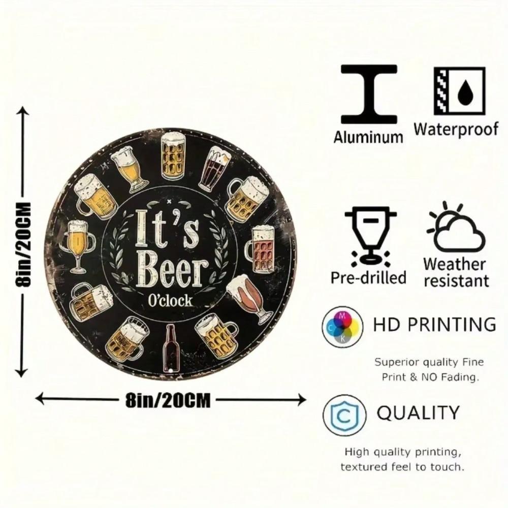 Craft Beer Time Round Metal Sign 8x8 Inch HD Print Aluminum Wall Art Decor