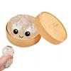 Glitter Dumplings Stress Relief Toy Cute Steamed Bun Squishy Toy with Steamer Box Fidget Toy Soft Slow Resilience Stress Relief Sensory Squeeze Toy