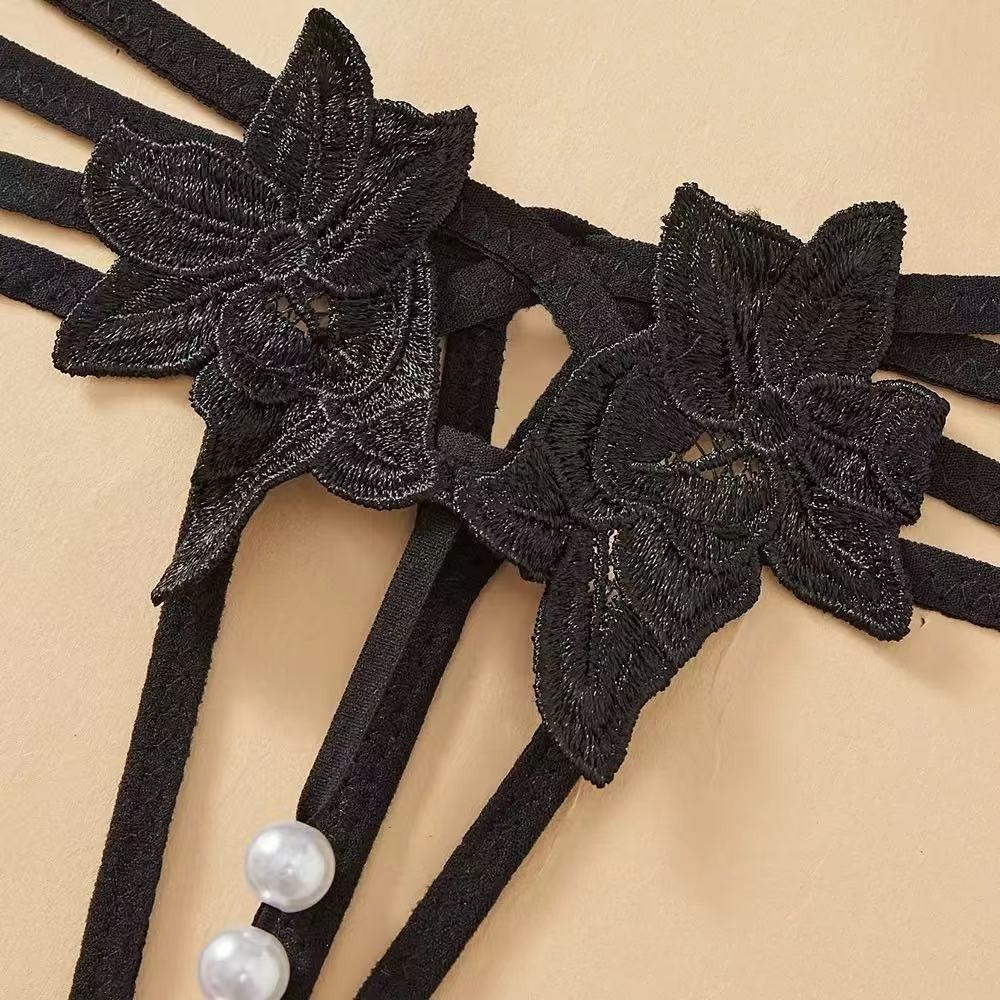 Hollow-out Women's Thong Low-waist Mesh Lace Briefs Breathable Pearl Lace Underwear Female