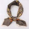 Retro Houndstooth & Paisley Imitation Silk Ladies Scarf, Smooth Satin for Women, Perfect as Necktie, Headband, Bag Accessory