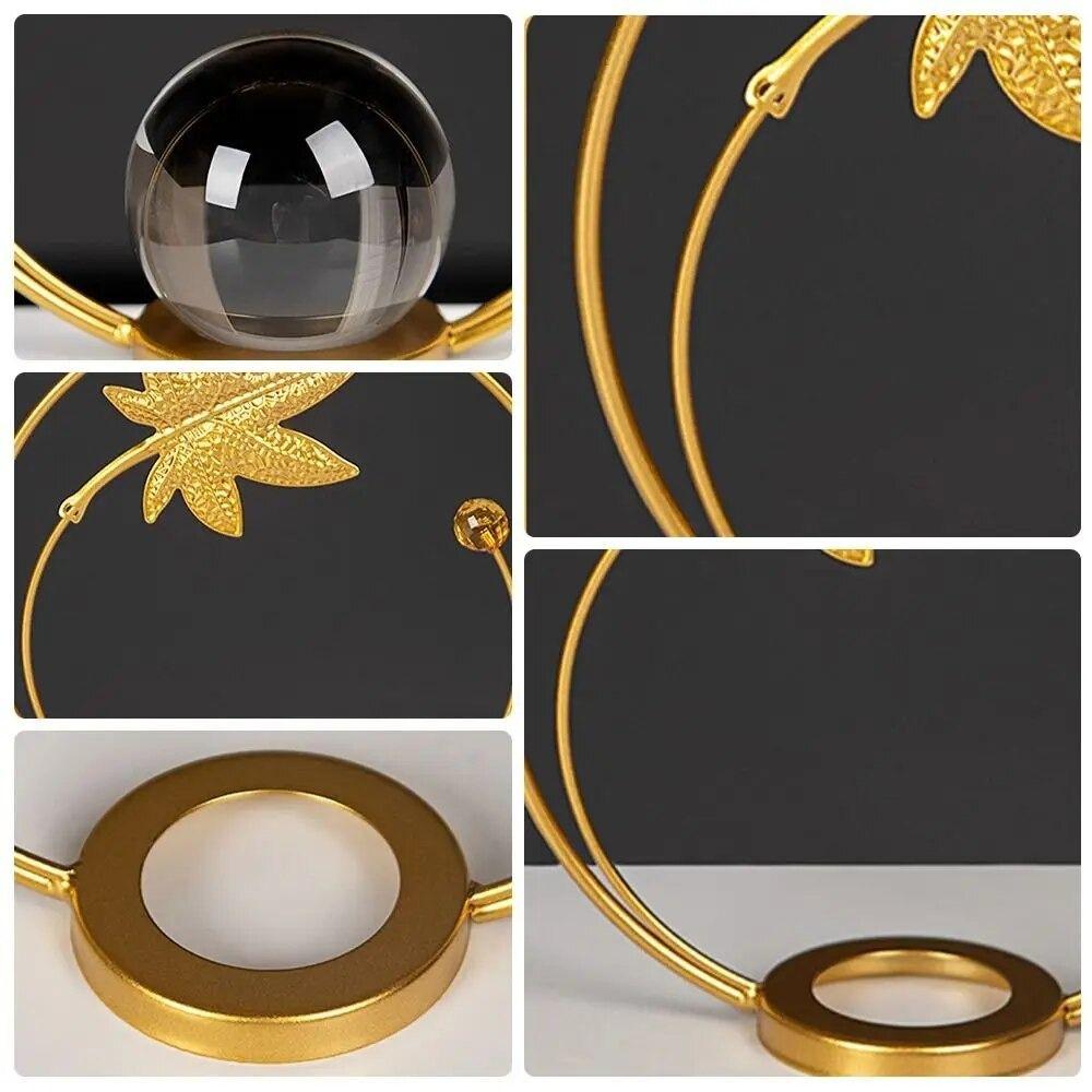 Nordic Leaf Crystal Ball Ornaments Leaf Shape Iron Maple Leaf Ornaments  Photography Props
