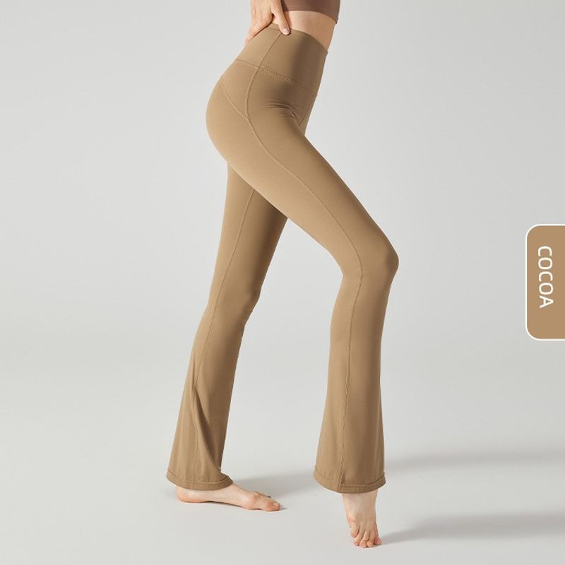 

Slightly Flared Yoga Pants High Waist Hip Lift Professional Workout Pants Tight Sports Pants Female Black Pants Outwear Pilates Cocoa color [fabric upgrade]] L