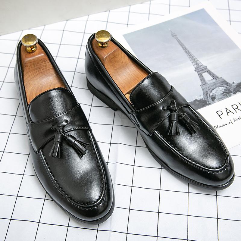 Mens Dress Shoes Pu Leather Fashion Men Business Dress Loafers Pointy Shoes