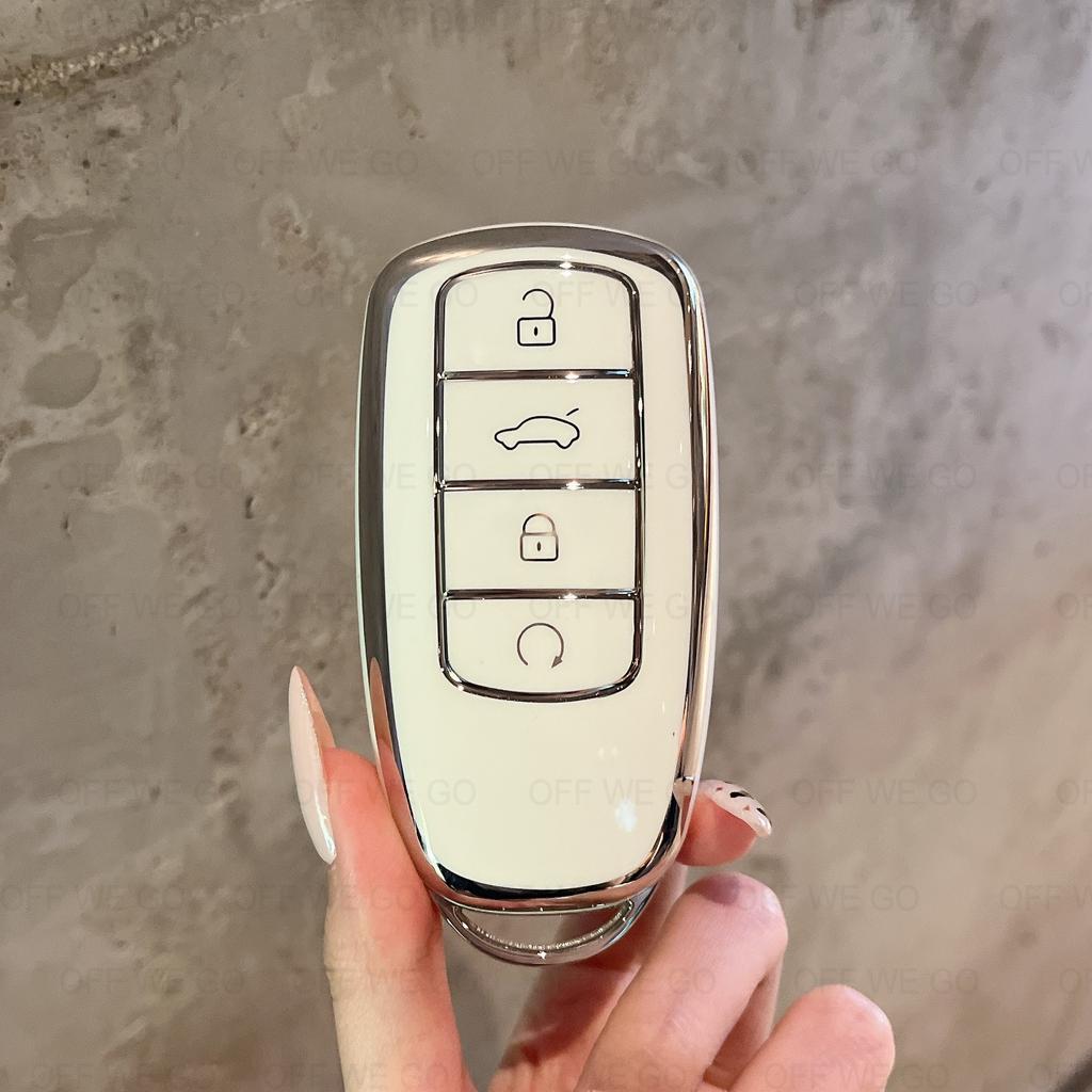 BFB1 Car Key Cover Case Leather Keyring Set For Chery Omoda 5 C5 Tigo 7 8 Pro Max Tigo 7 8 Plus Arrizo 5 Plus Jaecoo 2023 Keychain