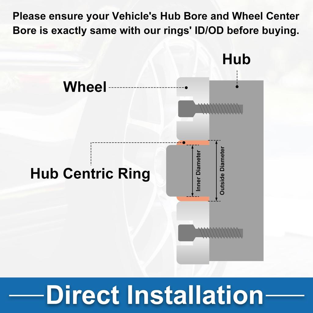 A ABSOPRO 59.1mm To 54.1mm Car Wheel Hub Centric Ring Black Polycarbonate Wheel Center Shaft Shock Absorption Hub Ring 4pcs