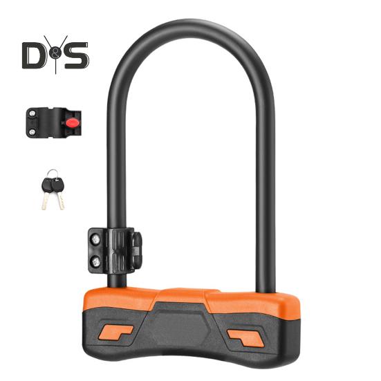 

Сверхпрочный U-образный велосипедный замок, антипорезной велосипедный замок из легированной стали с монтажным кронштейном, комбинированный велосипедный замок для электровелосипедов, мотоциклов оранжевый
