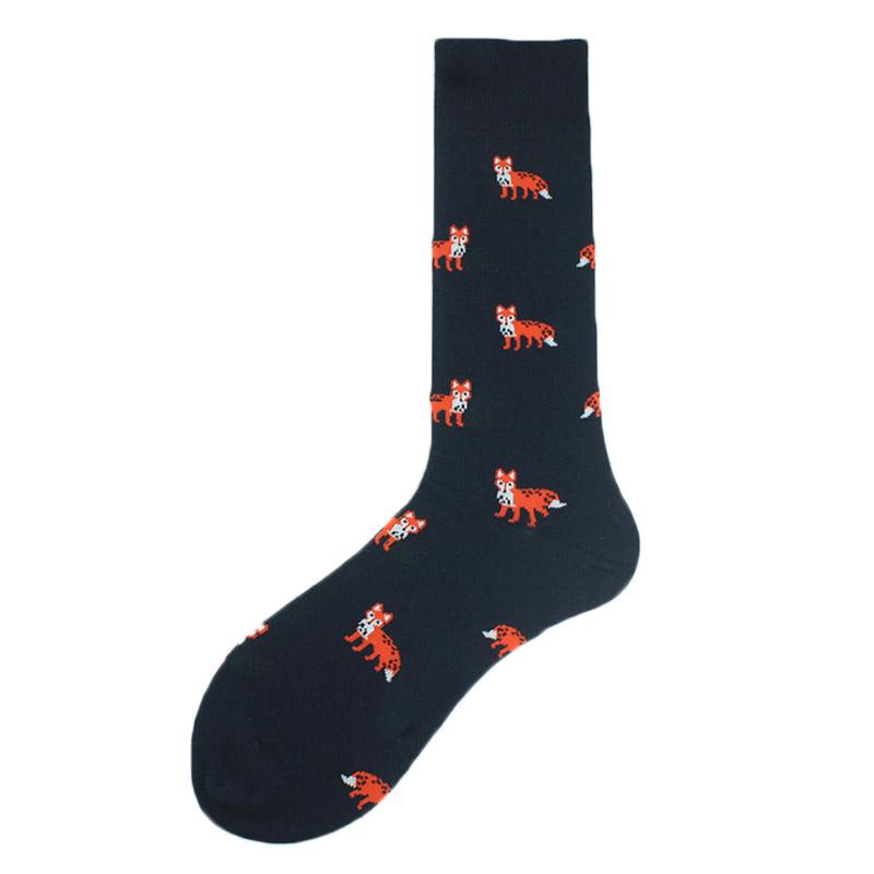 Cool Hip Hop Crew Socks Men Funny Animal Squirrel Shark Dinosaur Boxing Dog Fortune Cat Sokken Harajuku Divertidos Chaussette