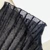 Women Sunscreen Tops Half High Collar Long Sleeve Perspective Mesh Tops Lace Lines Texture Blouse Daily Wear