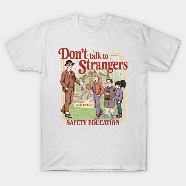 

Men Black Print T-shirt Don’T Talk To Strangers From Stranger Things No-Cut Transfer Paper Print Cotton Tshirt L білий