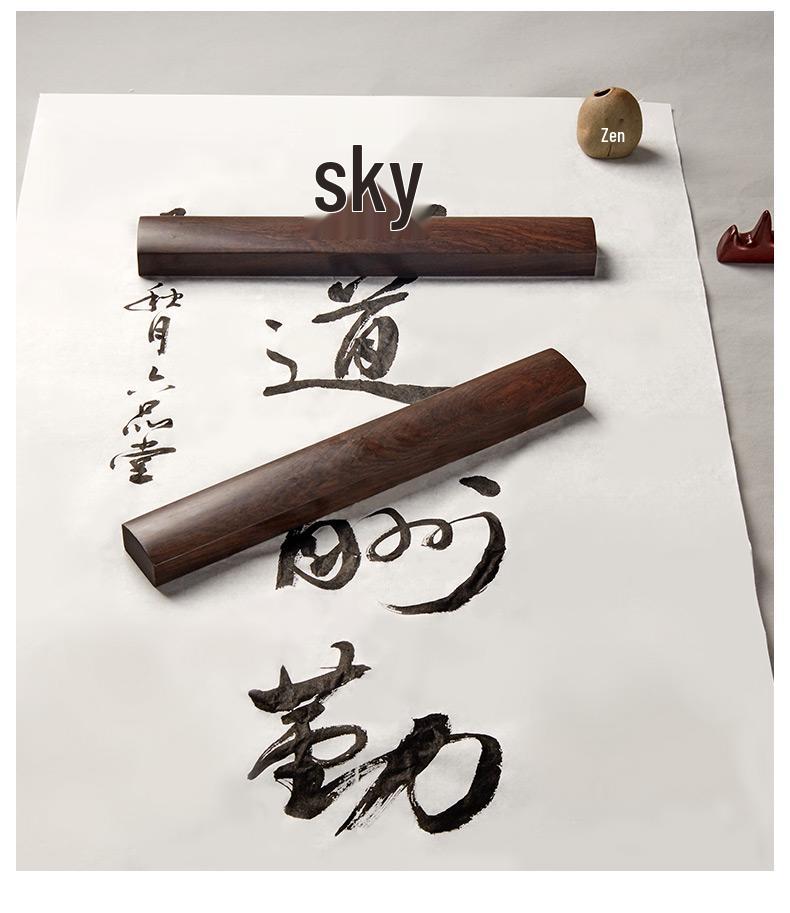Liupin Hall Black Catalpa Wood Calligraphy Paperweight Pair – 30cm, Beginner Size.