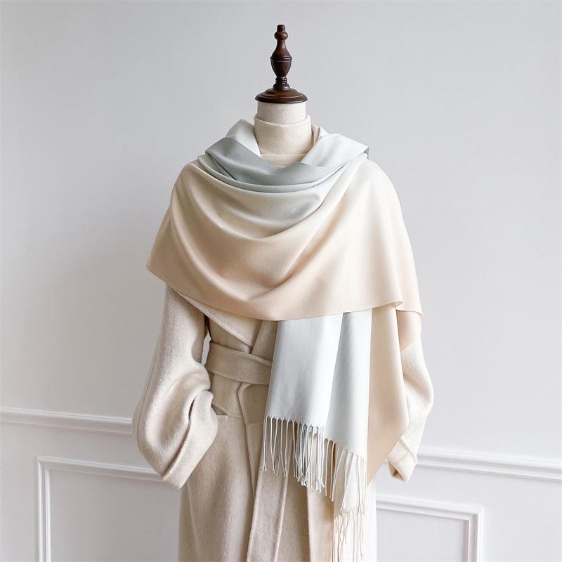 Luxury Winter Cashmere Scarf Women Gradient Handkerchief Warm Pashmina Female Shawl Wrap Soft Pareo Bufanda Winter Hijabs Stole