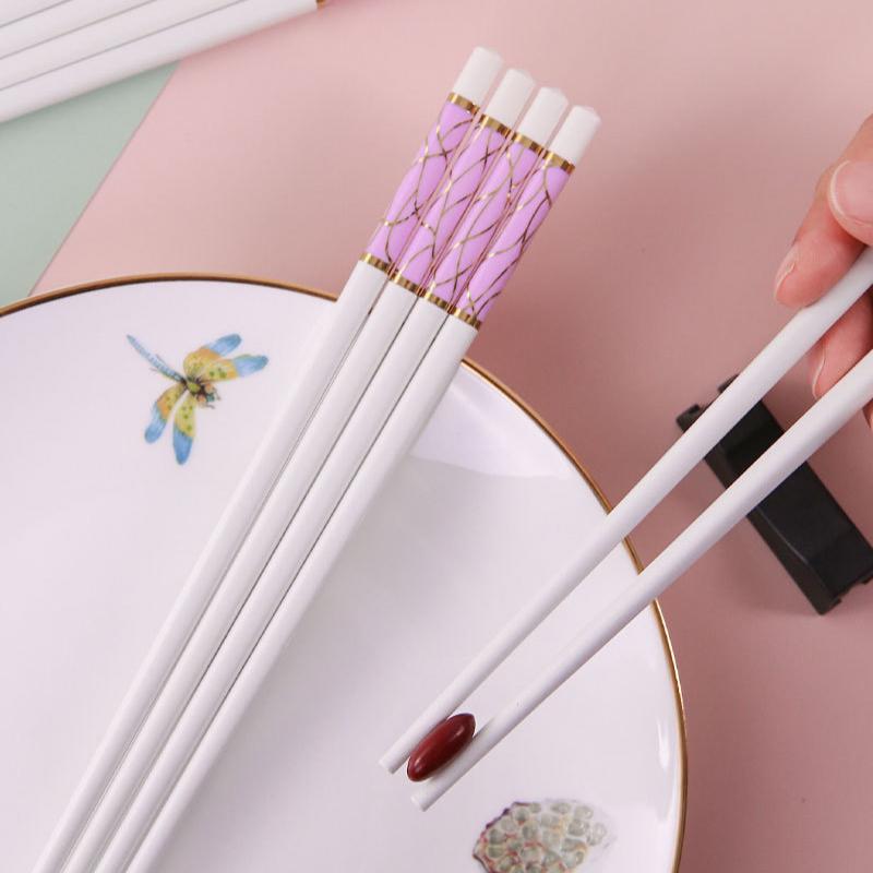 10 Pairs Korean Chopsticks Food Sticks Kitchen Tableware 24cm Pink Chopsticks Set Household Sushi Chopsticks Kitchen Accessories