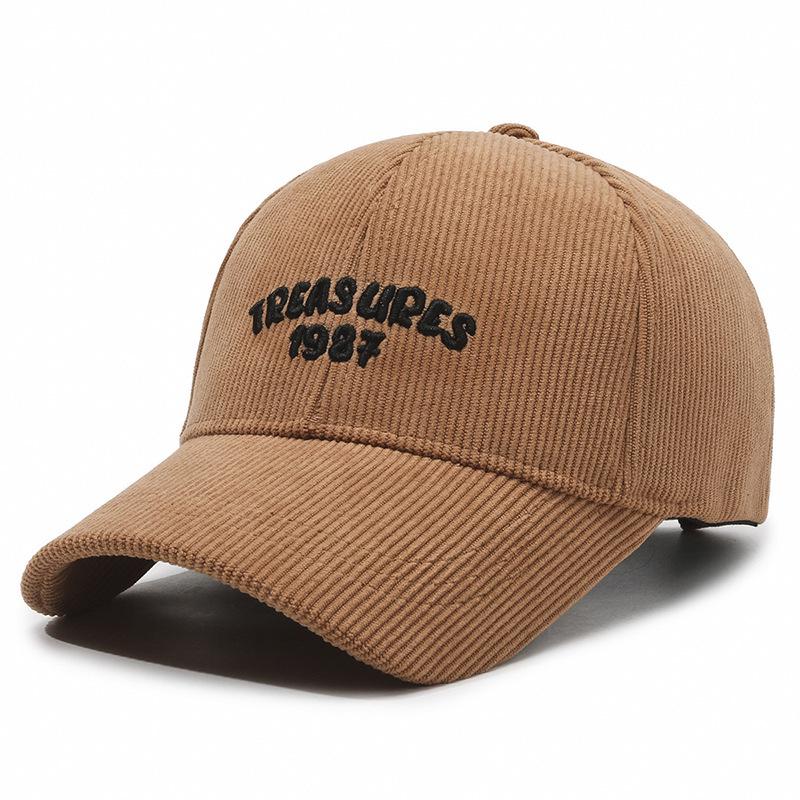 Corduroy Baseball Cap with Large Brim - Warm, Simple, Versatile, and Perfect for Outdoor Cycling