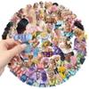 50PCS Floral Girl Stickers Transparent Waterproof Laptop, Mobile Phone, Luggage and Water Bottle Decorative Stickers