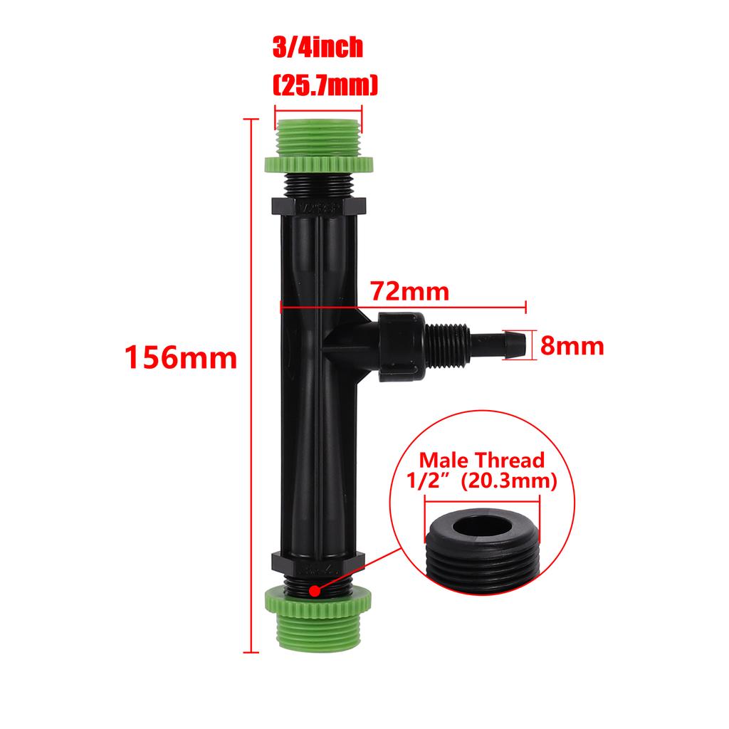 1 "1.5" Venturi Syringe Tube Kit 4 / 7mm Water Pipe Filter with 1 / 2 '' to 3 / 4" Threaded Garden Water Connector Switch Filter