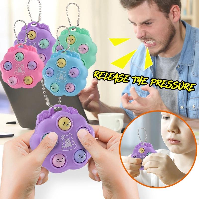 NEW Kawaii Fidget Toys Whack a Mole Keychain Simple Dimple Fidget Board Portable Antistress Decompression Toys for Children